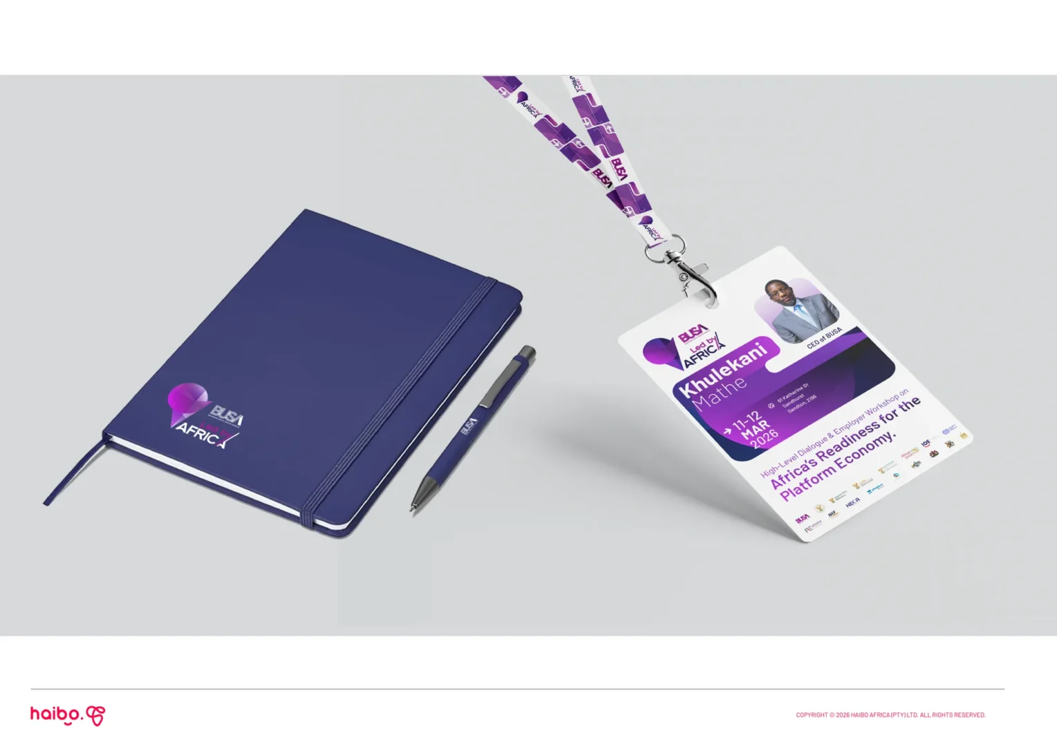 Notebook, lanyard and delegate badge