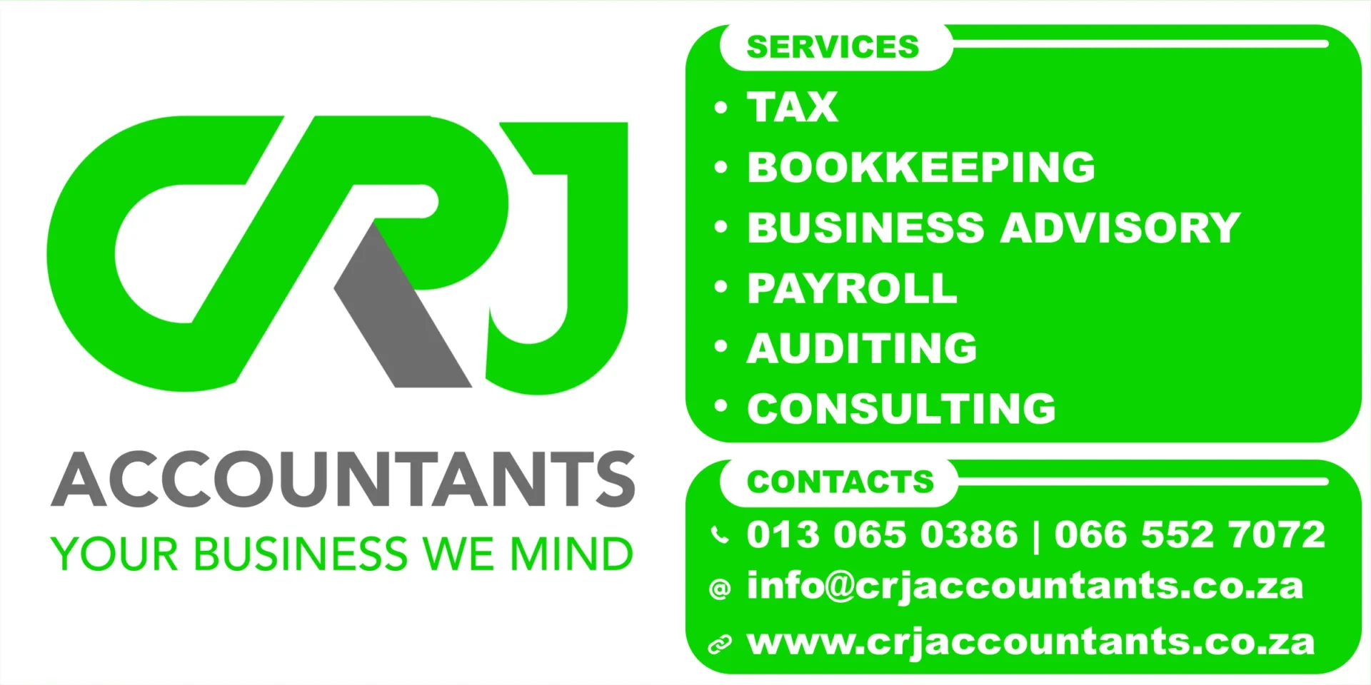 CRJ Accountants business card