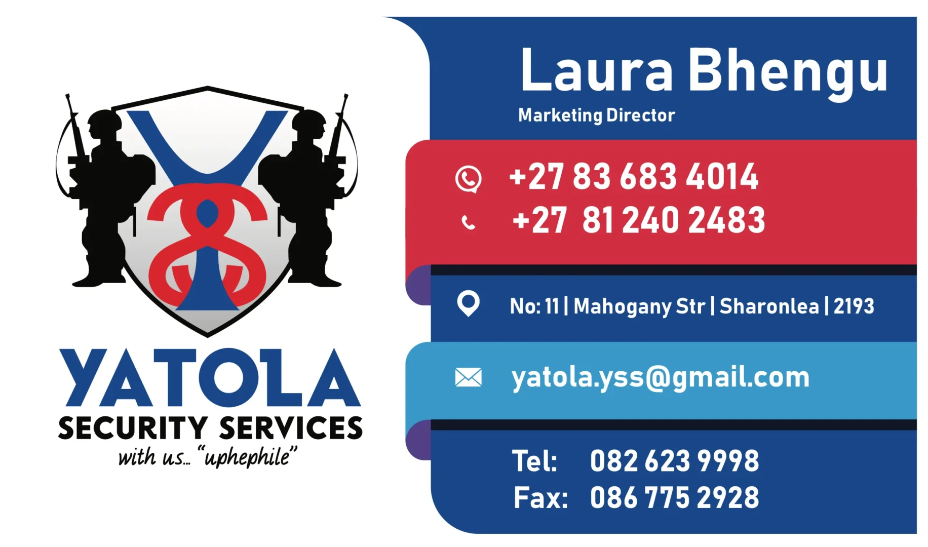 Yatola Security Services business card