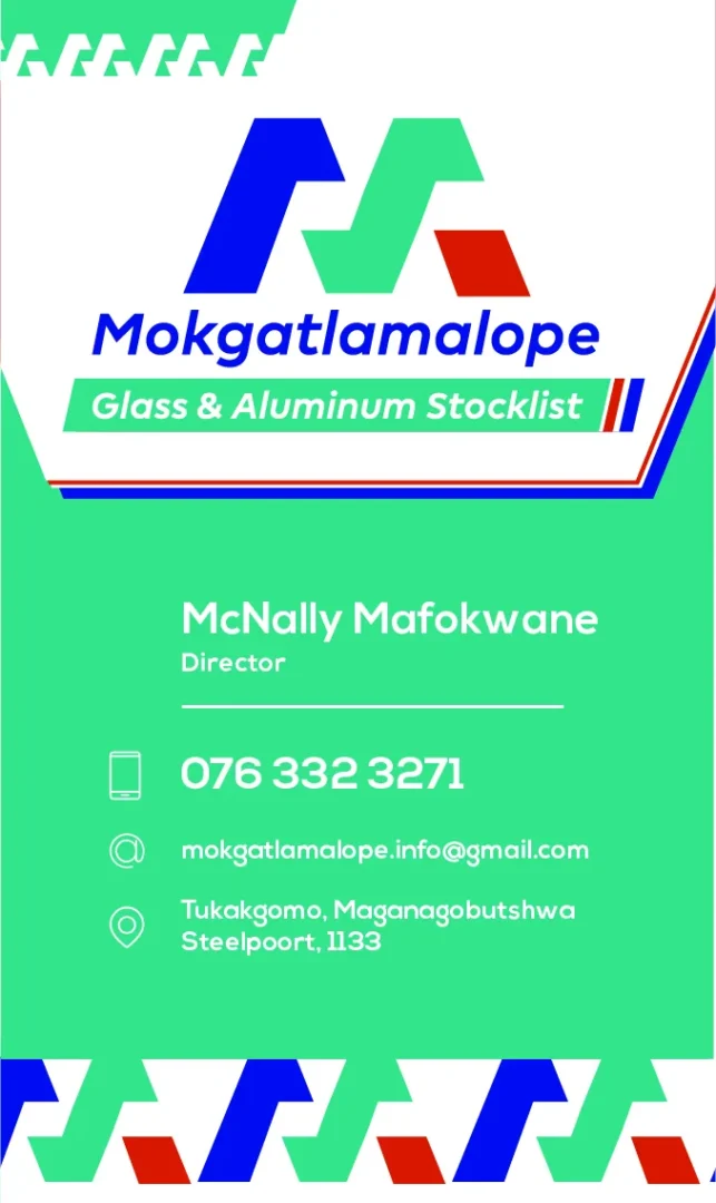 Mokgatlamalope Glass & Aluminium business card