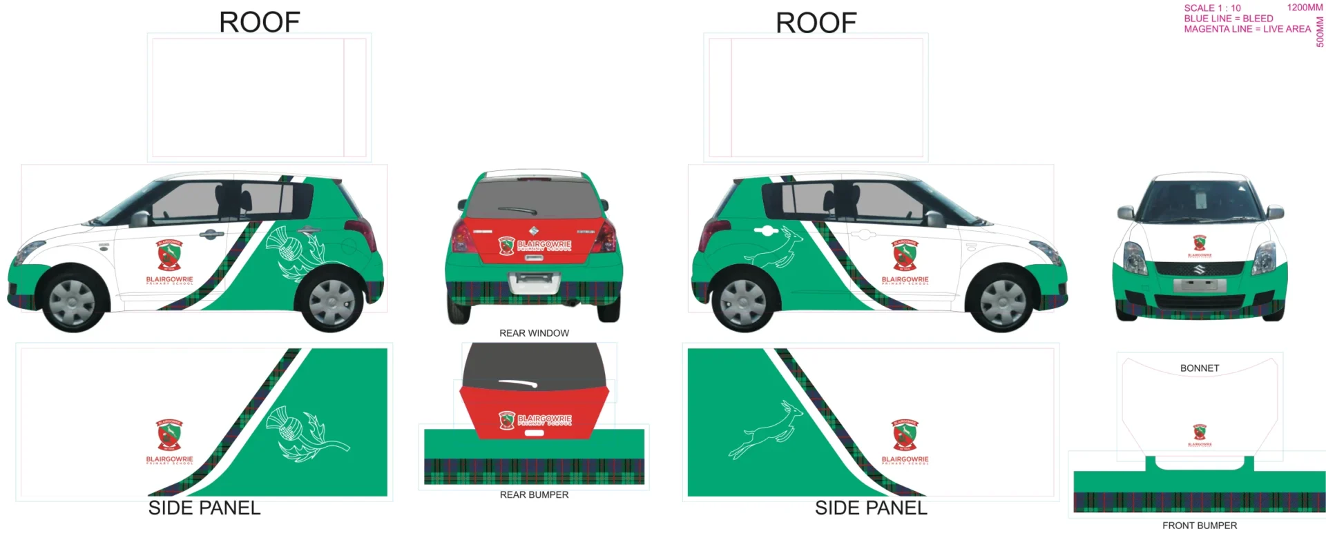 Vehicle wrap layout, Suzuki Swift
