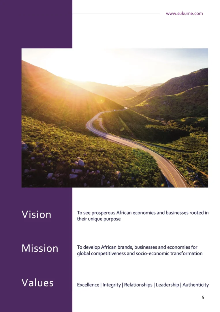 Sukume: vision, mission, values