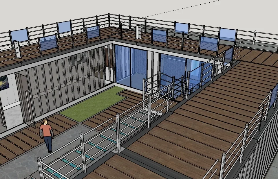 Courtyard layout, upper deck