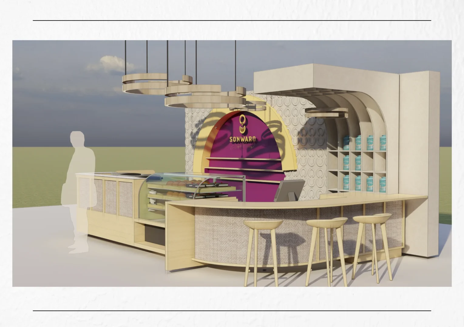 Coffee bar, front view