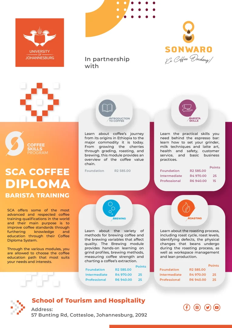 SCA coffee diploma flyer with UJ