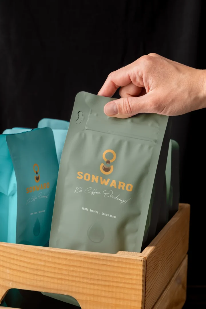 Single-origin bags in the crate